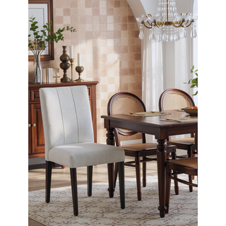 Sunvega White and Brown Finish Contemporary Side Chair with Padded Seat and Back Cushion