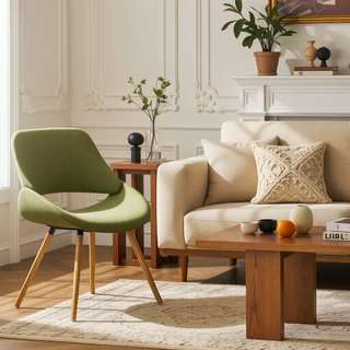Sunvega Acid Green Mid Century Modern Bentwood Dining Chair with Light Brown Frame