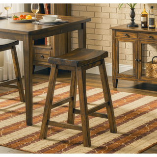 Sunvega Black Finish Bar Height Solid Wood Saddle Seat Stools Set of 2