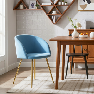 Sunvega Fran Contemporary Dining Chairs with Velvet Upholstery and Metal Legs Set of 2