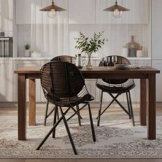 Sunvega Wired Contemporary Black Metal Frame Chair with Stylish Fabric Cushions Set of 2