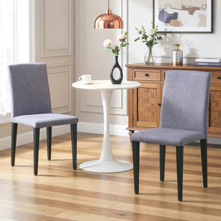 Sunvega Black PU Dining Chairs with Silver Metal Legs and High Elasticity Sponge Filling for Living Room