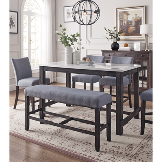 Sunvega Gray Weathered Espresso Parson Style Counter Height Chairs with Padded Seat