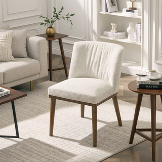 Sunvega Italian Mid-Century Inspired White Fabric Dining Chair Set of 2