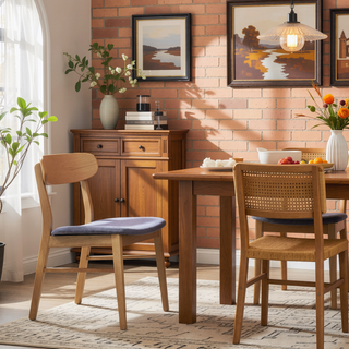 Sunvega Dark Grey Upholstered Dining Chairs with Rubberwood Legs Set of 2