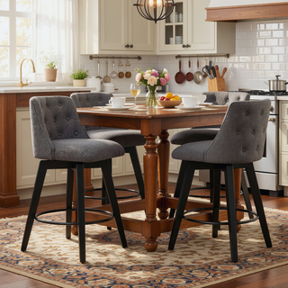 Sunvega 360° Swivel Bar Stools Set of 2 with Stain-Resistant Tufted Back