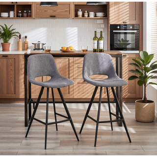 Sunvega Porth Fabric Kitchen Counter Height Stools Set of 2 with Plush Upholstery