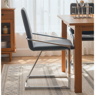 Sunvega Gray Velvet Upholstered Side Chair with Chrome Finish and Lozenge Back