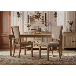 Sunvega Reclaimed Wheat Solid Wood Dining Chair with Cushioned Seat and Distressed Finish