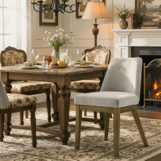 Sunvega Modern Rubberwood Side Chairs with Light Tan Upholstery for Dining