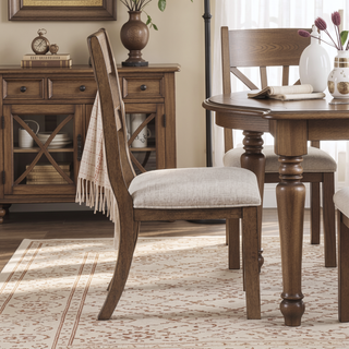 Sunvega Contemporary Farmhouse Style Wood Frame Light Brown Finish Dining Chair Set