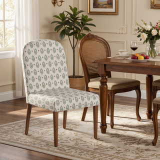 Sunvega Mio Sage Green Cream Paisley Medallion Print Upholstered Dining Chair