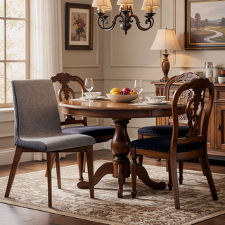 Sunvega Grey and Natural Walnut Upholstered Side Chairs with Sleek Curves for Dining