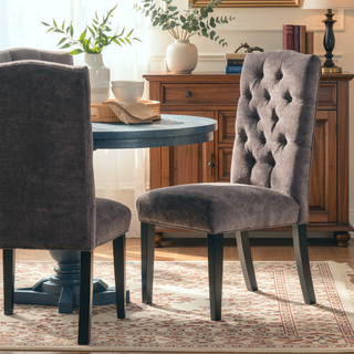 Sunvega Upholstered Dining Chairs with Tufted Seat Back and Crown Top