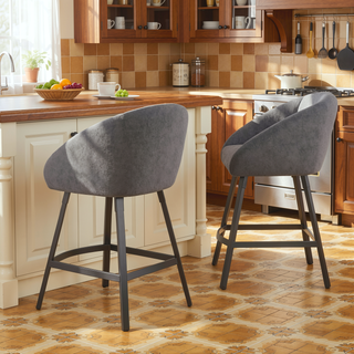 Sunvega Upholstered Bar Stool with Soft Backrest and Armrest for Kitchen Island