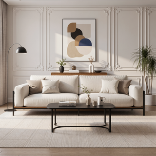 Sunvega Modern Upholstered Accent Chair with Solid Birch Legs for Living Room