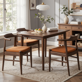 Sunvega Mid-Century Modern Leather Dining Chair Set of 2 for Living Room