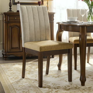 Sunvega Modern Channel-back Parsons Dining Chair Set of 2 in Light Taupe