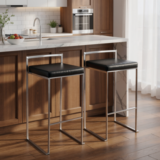 Sunvega Contemporary Stackable Barstool with Upholstered Padded Seat and Welded Frame