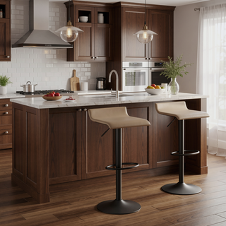 Sunvega Adjustable Antique Metal Industrial Bar Stool with Faux Leather Seat