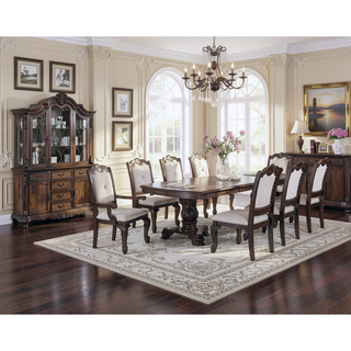Sunvega Traditional Style Arm Chairs with Luxurious Beige Upholstery and Rich Coffee Brown Finish