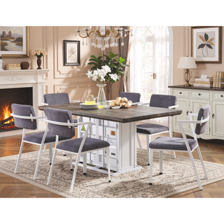 Sunvega Tall Backrest Dining Chair with Padded Gray Fabric Seat Set of 2