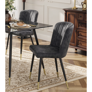 Sunvega Modern Casual Beige Textured Fabric Upholstered Side Chairs 2pc Set
