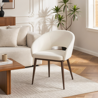 Sunvega Renee Contemporary Chair with Cream Velvet Upholstery and Copper Metal Legs