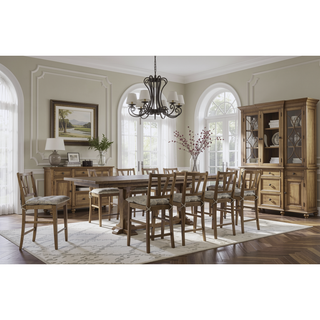 Sunvega Durable Hickory Veneer Rush Woven Seat Counter Height Chair with Cushion