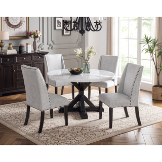 Sunvega Modern Light Gray Finish Wing Back Dining Chair with Cushioned Seat and Nailhead Trim