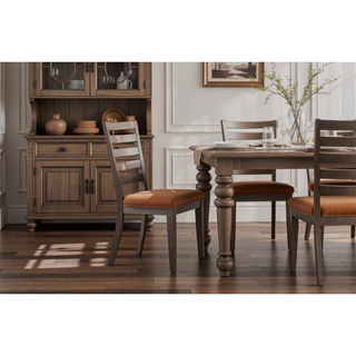 Sunvega Ladderback Side Chair with Upholstered Seat in Rustic Gray Finish