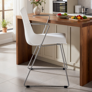 Sunvega Contemporary Polypropylene Dining Chair with Chrome Base Set of 2