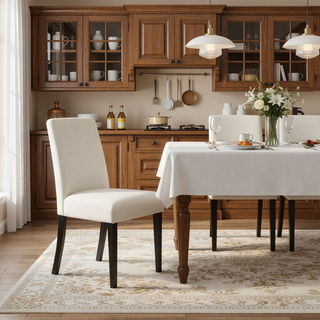 Sunvega Contemporary Slipper Dining Chair Set of 2 with Upholstered Seating and Tapered Legs