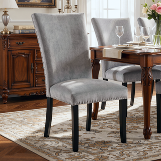 Sunvega Gray Fabric Upholstered Dining Bench with Wire-Brushed Finish