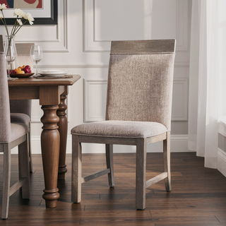 Sunvega Transitional Two Tone Padded Side Chair in Gray and Stone Gray Finish