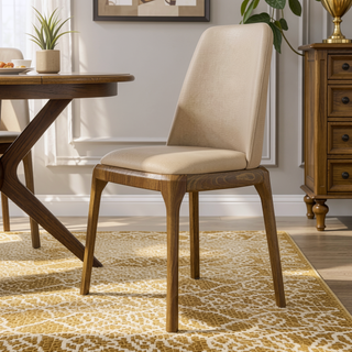 Sunvega Modern Tan Faux Leather Upholstered Dining Chair for Home Office