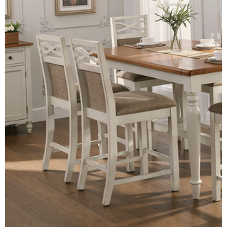 Sunvega Casual Country Style Counter Height Chairs Set of 2 with Gray Wood Frame