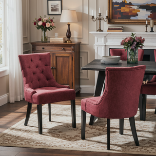 Sunvega Contemporary Upholstered Dining Chairs with Tufted Diamond Stitch and Wood Legs