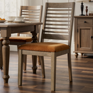 Sunvega Modern Farmhouse Dining Chairs with Latte Upholstery and Ladderback Design