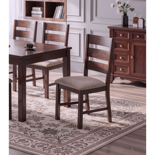 Sunvega Solid Rubberwood Antique Cherry Dining Chairs with Fabric Cushion Seat