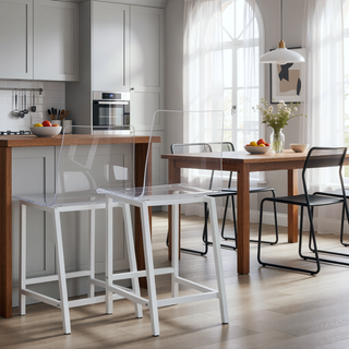 Sunvega Modern Chrome Bar Stools with Backrest and Footrest Set of 2