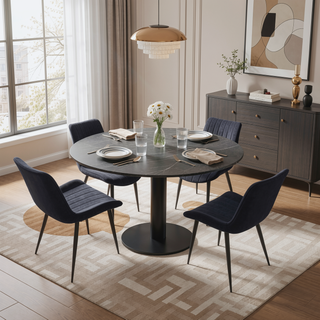 Sunvega Brown PU Leather Dining Chairs with Metal Legs and Wave Pattern Upholstery