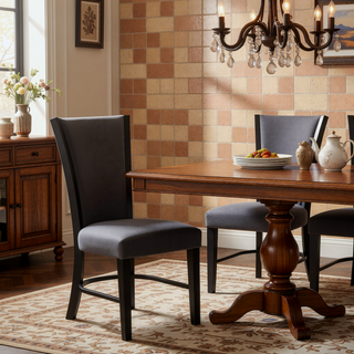 Sunvega Contemporary Glam Upholstered Dining Side Chair with Plush Gray Fabric