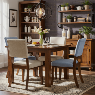 Sunvega Modern Upholstered Dining Chairs Set of 4 with Ergonomic Foam and Rubber Wood Legs
