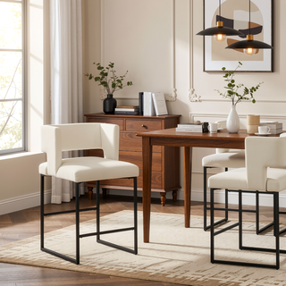 Sunvega Modern Velvet Upholstered Counter Stool Set of 2 with Gold Metal Legs