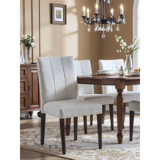 Sunvega White and Brown Finish Contemporary Side Chair with Padded Seat and Back Cushion