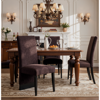 Sunvega Contemporary Boucle Finish Dining Chairs with Extended Back 2PK Set