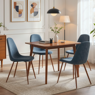 Sunvega Mid-Century Modern Upholstered Dining Accent Chair with Walnut Finish