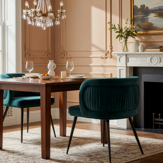 Sunvega Modern Velvet Upholstered Dining Chair with Gold Ring Seat for Dining Room