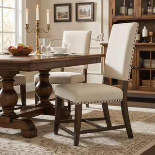 Sunvega Beige and Smokey Black Upholstered Armless Side Chair Set of 2
